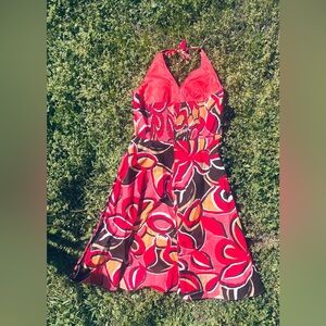 madison leigh Red Floral Halter Maxi Dress
